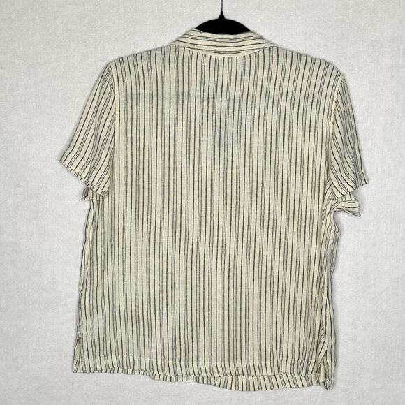 Lucky Brand Beige Linen Blend Short Sleeve Button-Up Shirt Size Small - Picture 2 of 9